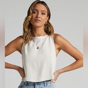 Linen Crop Top with button down back